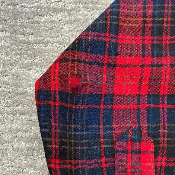 VTG Pendleton Field Shirt Mens 15.5 Red Blue Plaid 100% Wool USA Flannel READ - Picture 5 of 12
